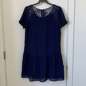 Urban Outfitters blue / purple drop waist dress with lace detail